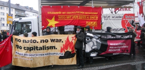 Anti-Kriegs Transparent an der Demo